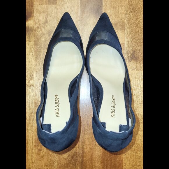 Kris & Jessy Black Suede Leather & Mesh High Heel Stiletto Pumps US 8.5 - Picture 10 of 14